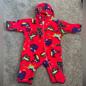 Columbia Fleece Bunting Coveralls Y2K 90s vintage cat dog print animal